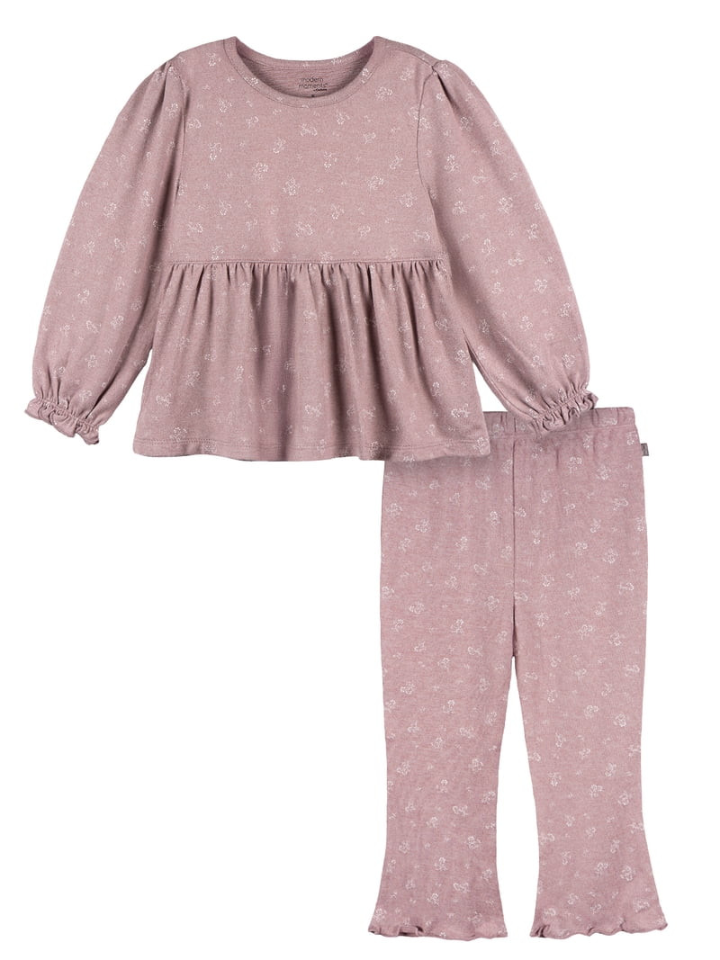 Modern Moments by Gerber Toddler Girl Peplum Top and Legging, 2-Piece, Sizes 12 Months - 5T | Walmart (US)