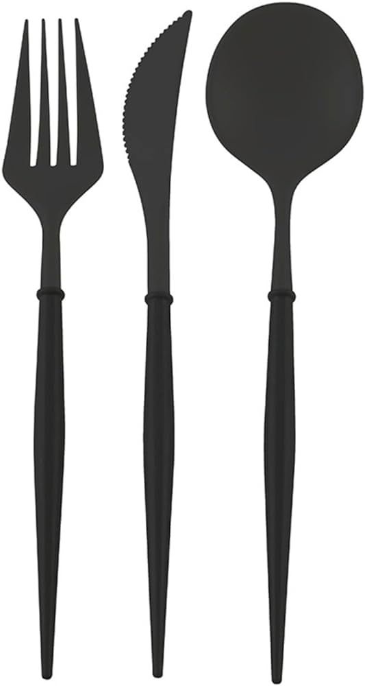 Sophistiplate Bella, 36-Piece Heavy Duty Plastic Disposable Flatware Cutlery Set, 36 Pack, Black | Amazon (US)