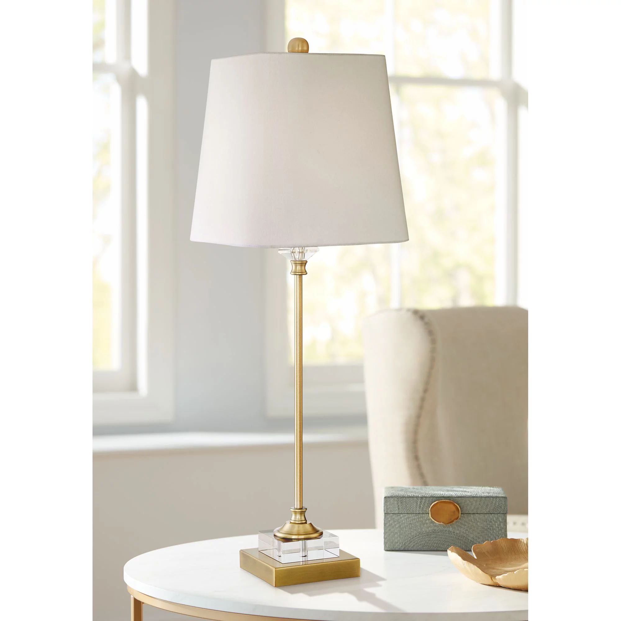 Regency Hill Traditional Buffet Table Lamp Gold and Crystal Shaped Shade for Dining Room - Walmar... | Walmart (US)
