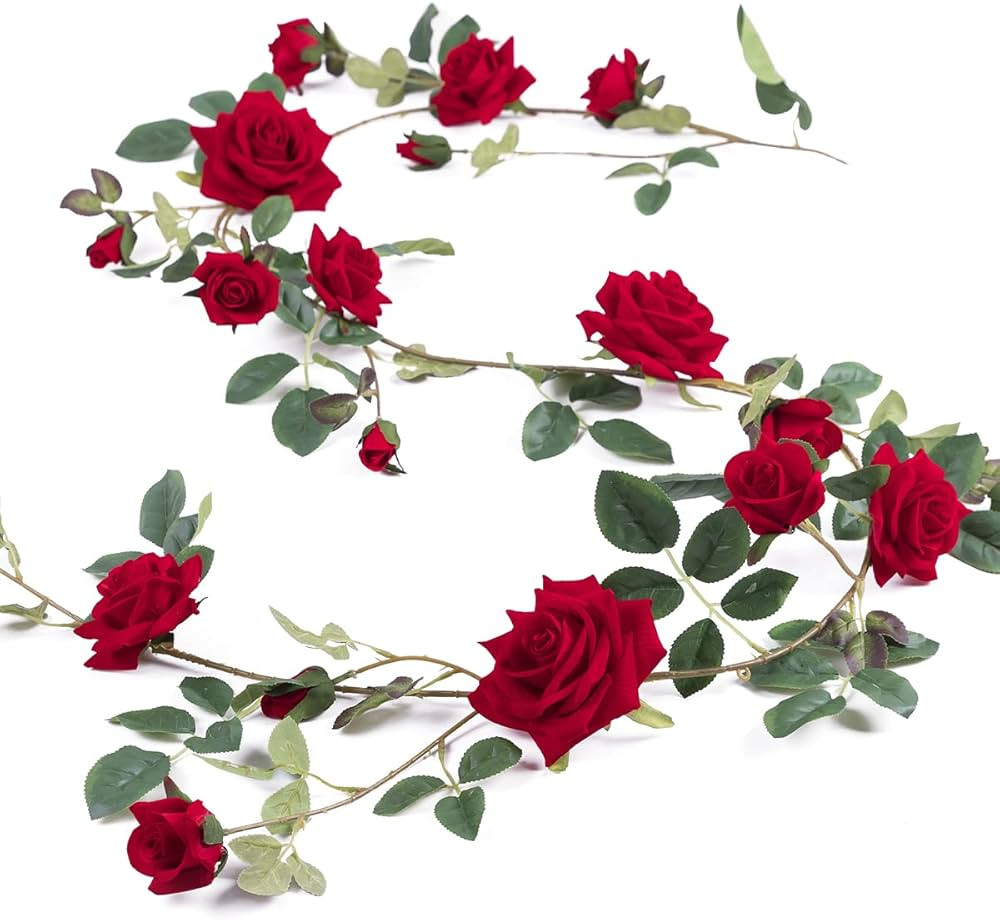 Veryhome Rose Vine Artificial Flower Garland Fake Hanging Rose Ivy Plants 6ft for Wedding Home Pa... | Amazon (US)