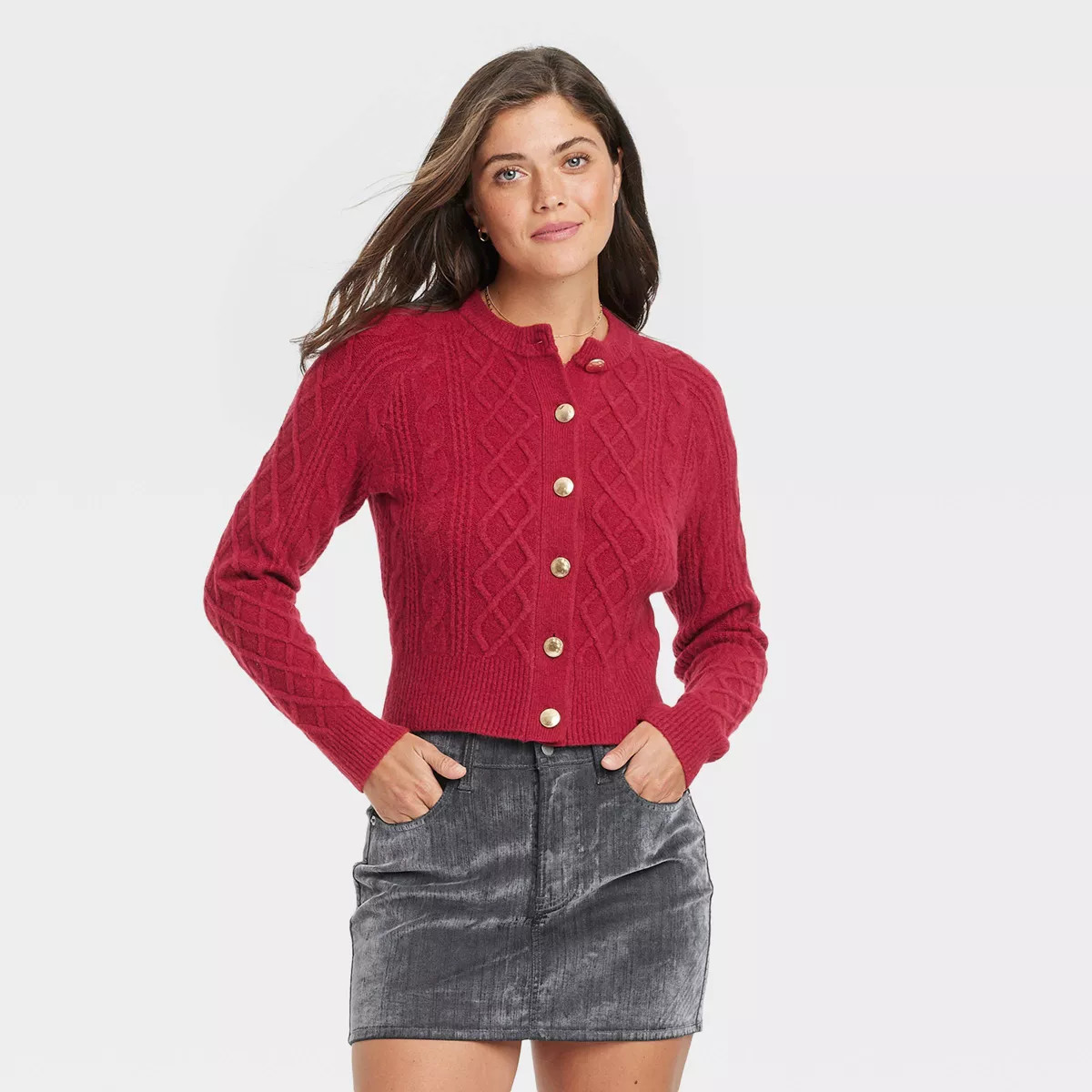 Women's Cashmere-Like Cable Stitch Cardigan - Universal Thread™ | Target