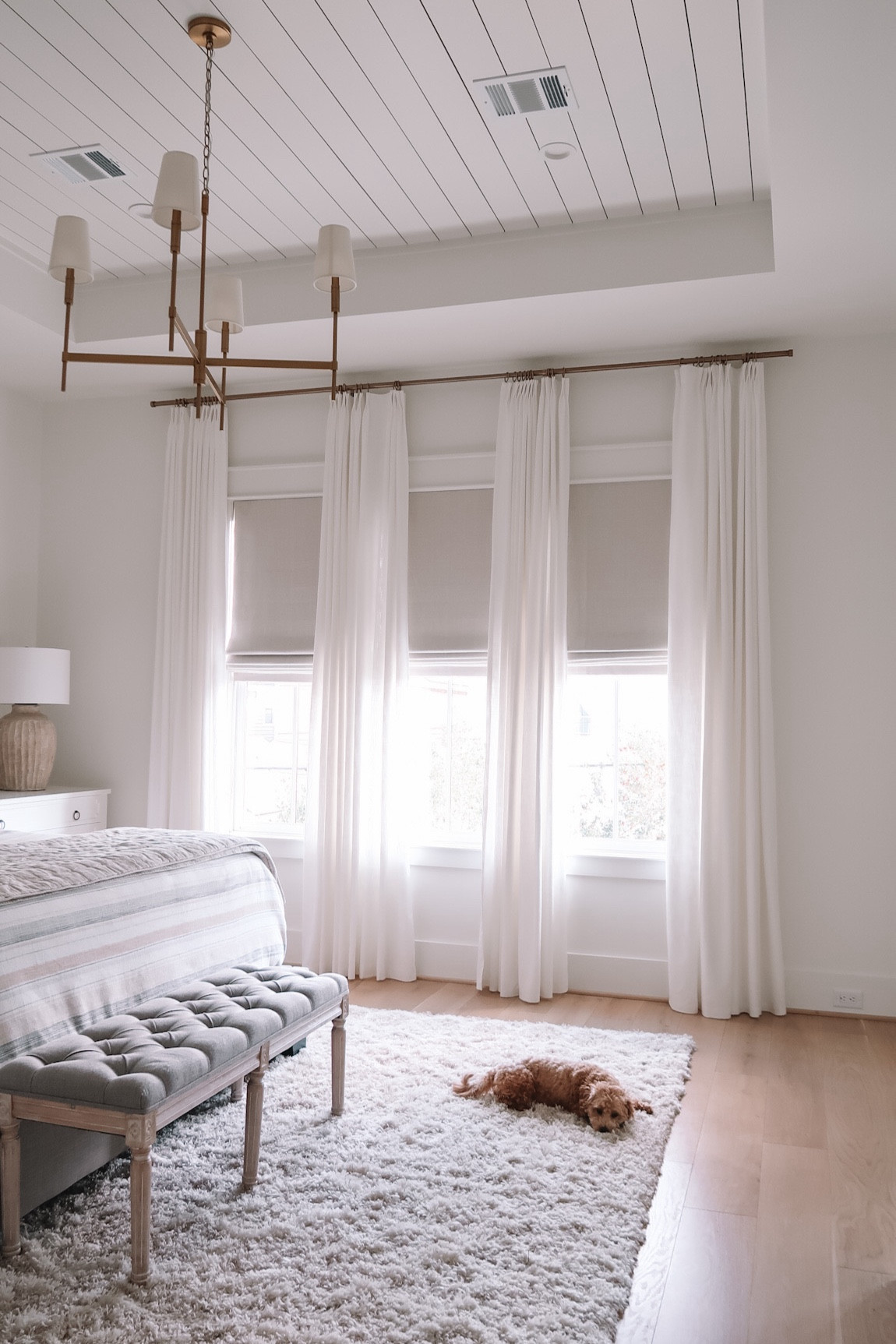 The biggest change in this room is the addition of floor to ceiling drapes. I’m crazy for how these turned out and I got everything on Amazon. Elliott is very handy and also a perfectionist when it comes to home projects, so I’m lucky to have him on my team.

The drapes were a little long, so I cut them (while freaking out on the inside) and hemmed them with iron-on hem tape. It took some patience, but the result looks great!



#LTKhome #LTKfindsunder100 #LTKstyletip