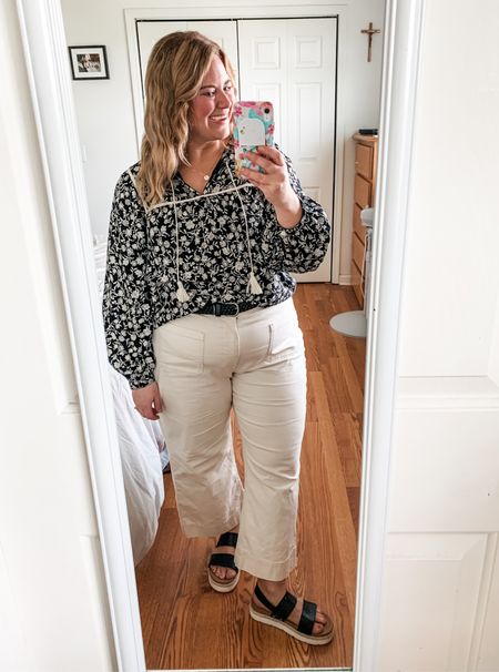 Teacher outfit! My floral top is older- I’ll link what I can find.  These wide leg pants are great- run a little big.  Wearing a 14 petite  

#LTKWorkwear #LTKMidsize #LTKSeasonal