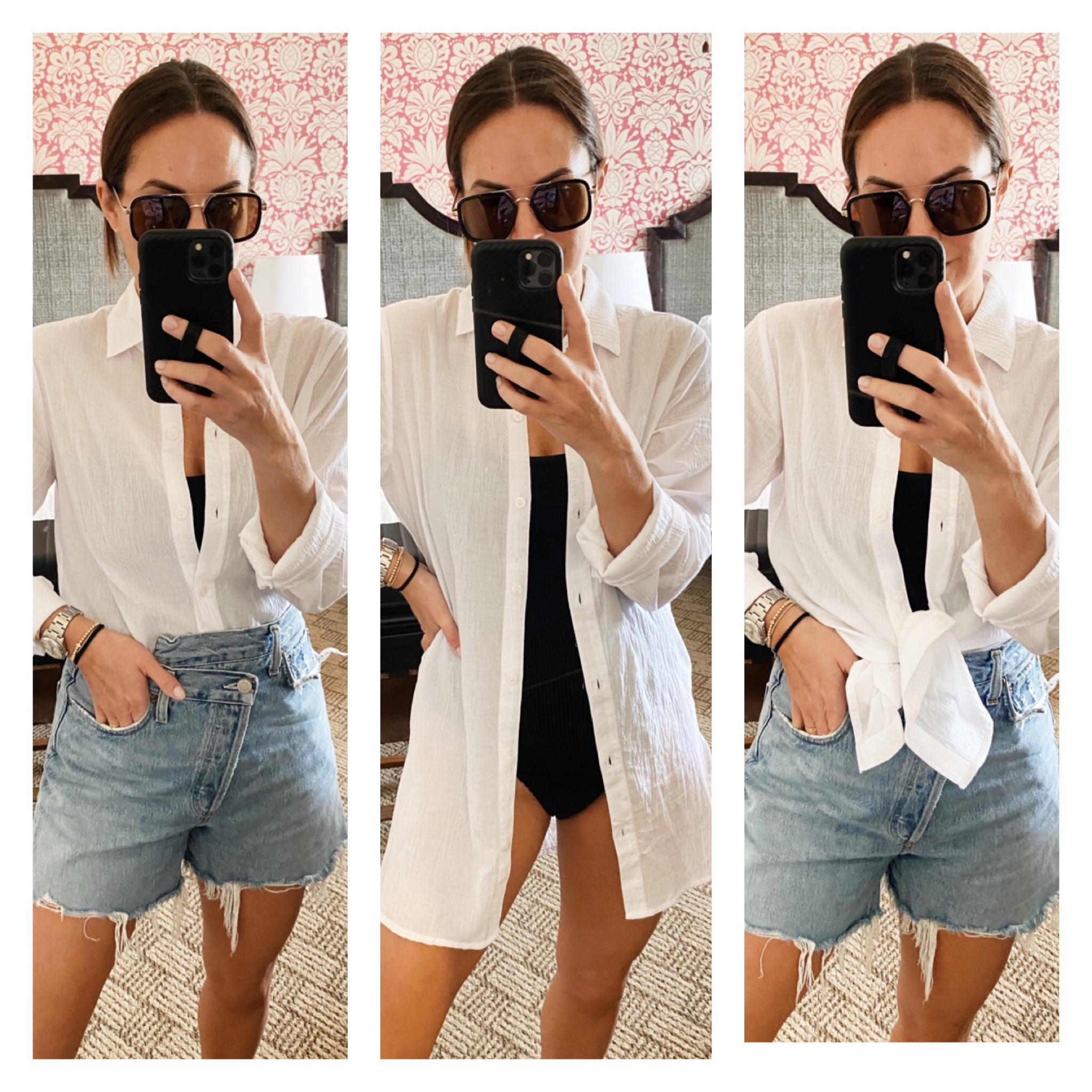 The most versatile white button down coverup! Agolde shorts size 27, hunza g one piece 

#LTKswim #LTKunder100 #LTKstyletip