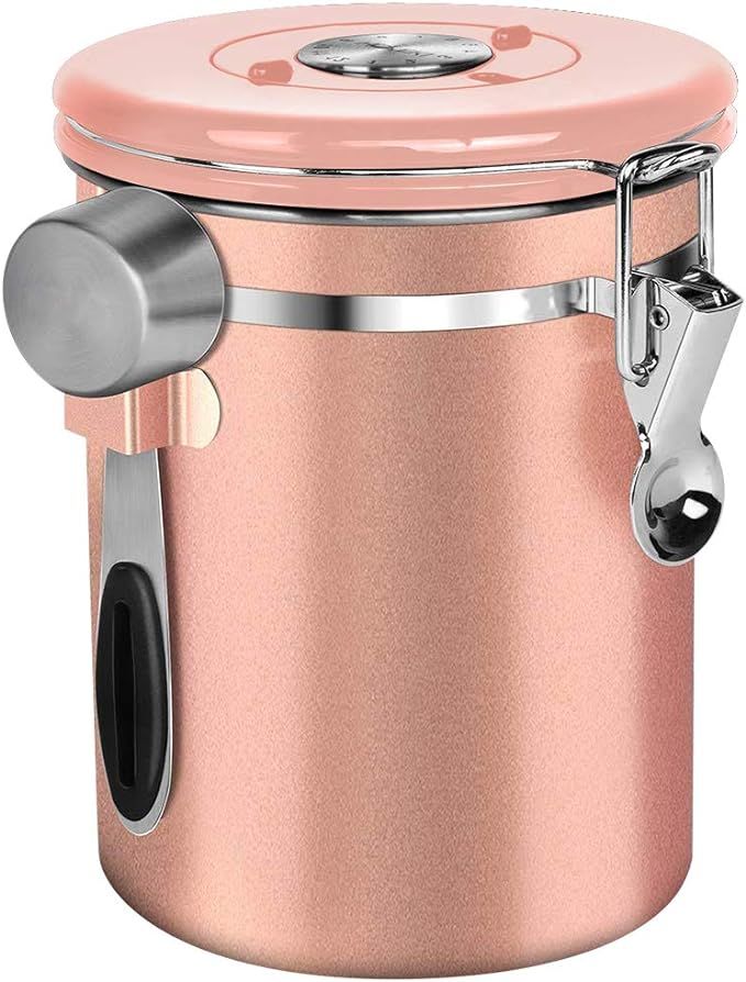 NEX Coffee Canister, Airtight Stainless Steel Storage Container with One Way Co2 Valve, Scoop and... | Amazon (US)