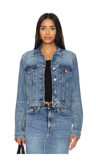 Good American Committed To Fit Jacket in Denim-Medium. - size L | Revolve Clothing (Global)
