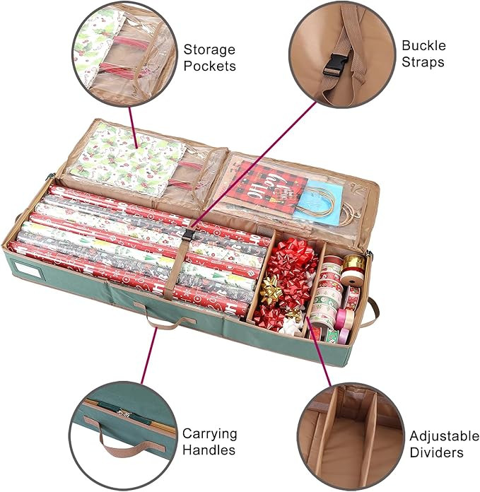 Sattiyrch Gift Wrapping Paper Storage containers,600D Oxford Fabric Christmas Ribbon Gift Bag Bow... | Amazon (US)