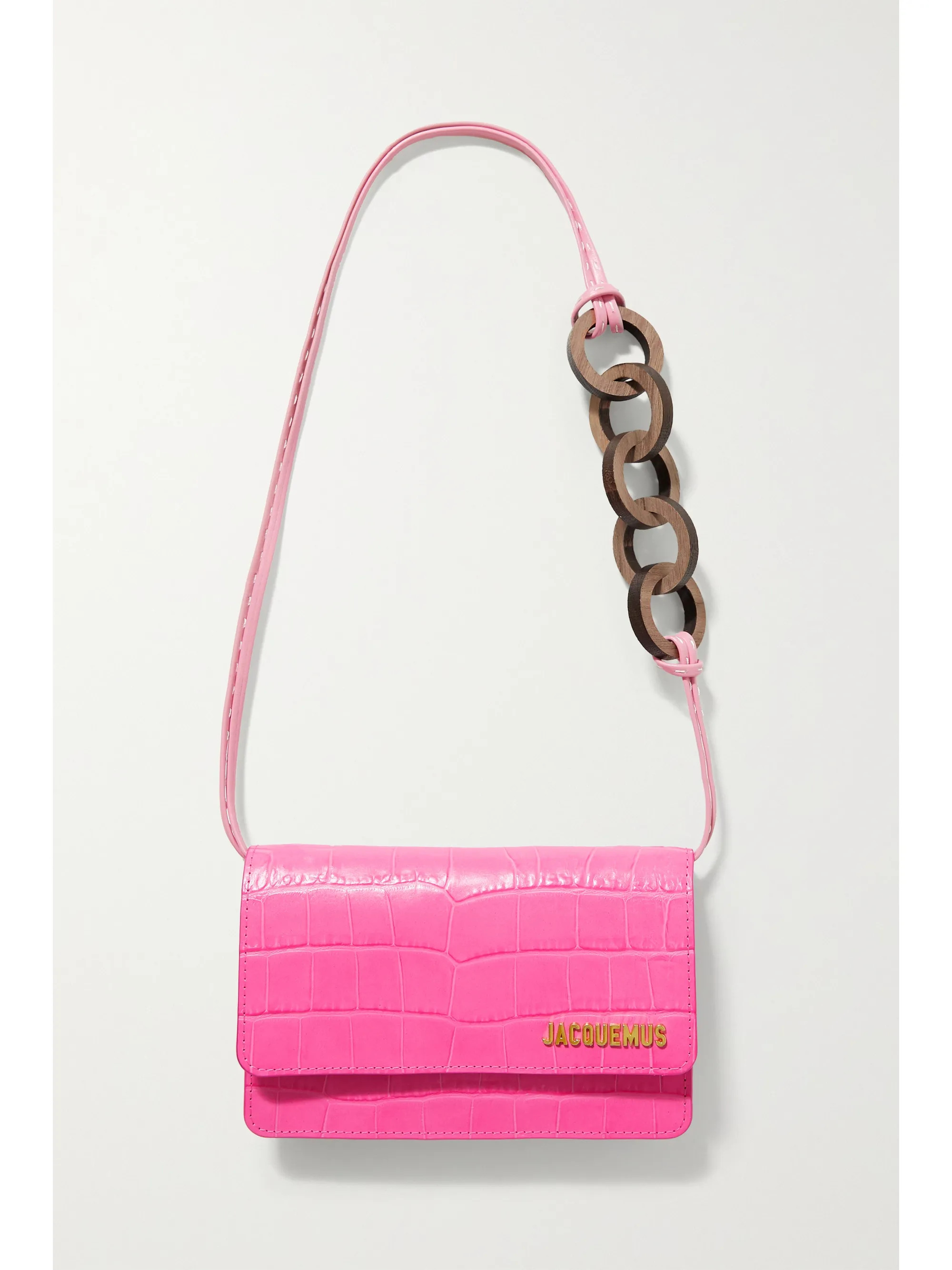 Bright pink Le Riviera croc-effect leather shoulder bag | Jacquemus | NET-A-PORTER | NET-A-PORTER (UK & EU)