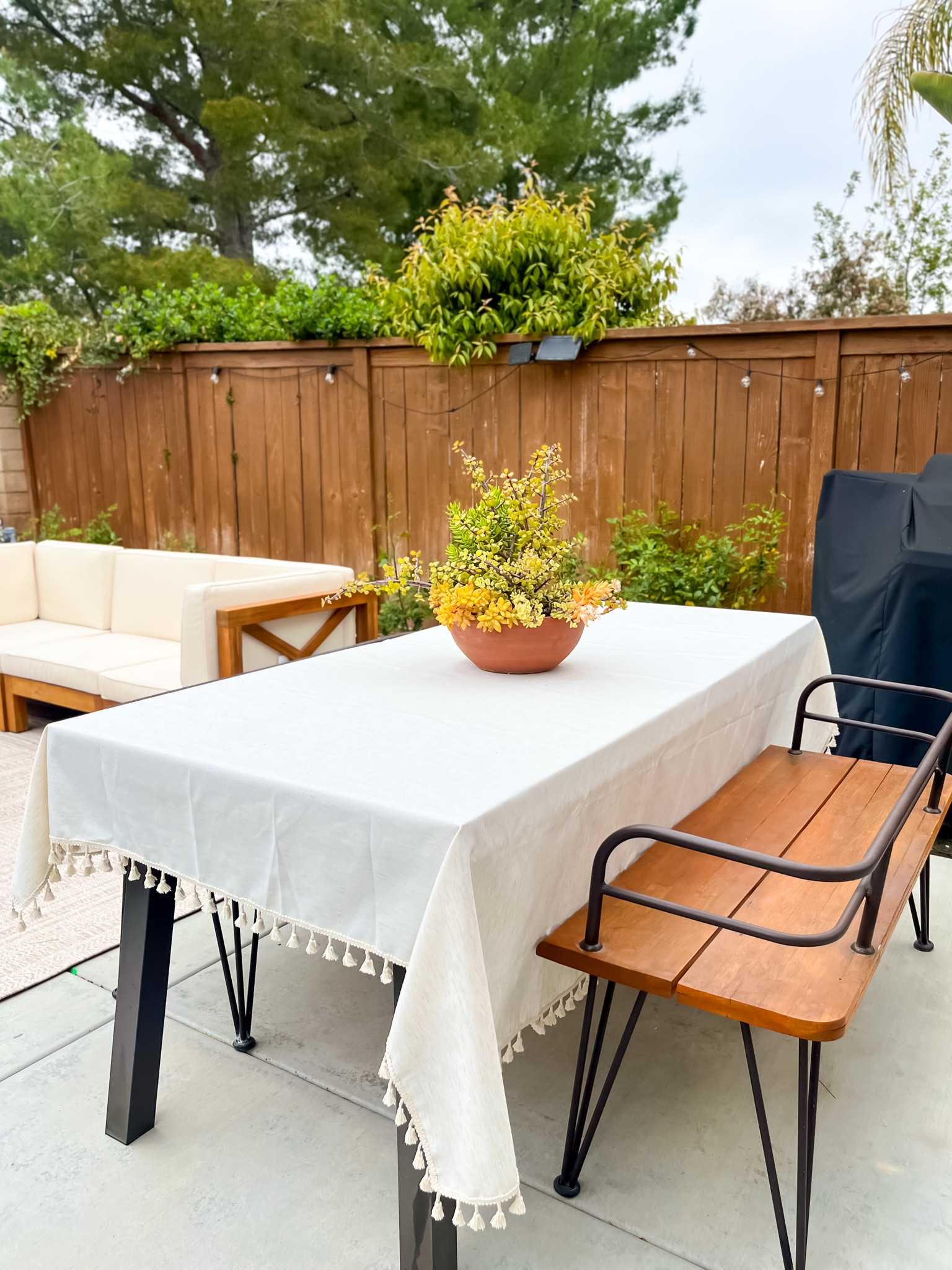 Outdoor wooden dining table & benches that are perfect for outdoor dining & entertaining!

#LTKparties #LTKsalealert #LTKhome