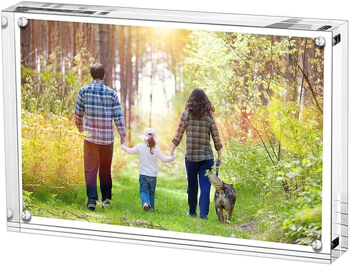 Boxalls 4x6 Inches Acrylic Picture Frame, Desktop Frameless Photo Frame with Magnetic, Double Sid... | Amazon (US)