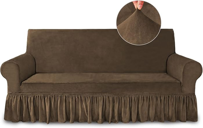 NICEEC Sofa Cover Super Soft 1-Piece Brown Sofa Slipcover for Sofas Stretch Universal Spandex Cou... | Amazon (US)