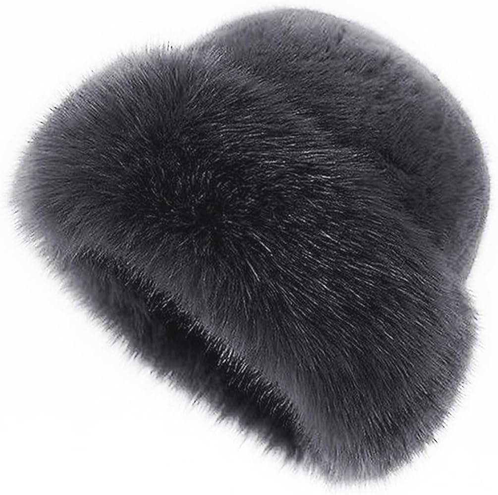 Womens Winter Faux Fur Bucket Hat, Warm Faux Mink Plush Hat Fluffy Fisherman Fuzzy Bucket Hat Rus... | Amazon (US)