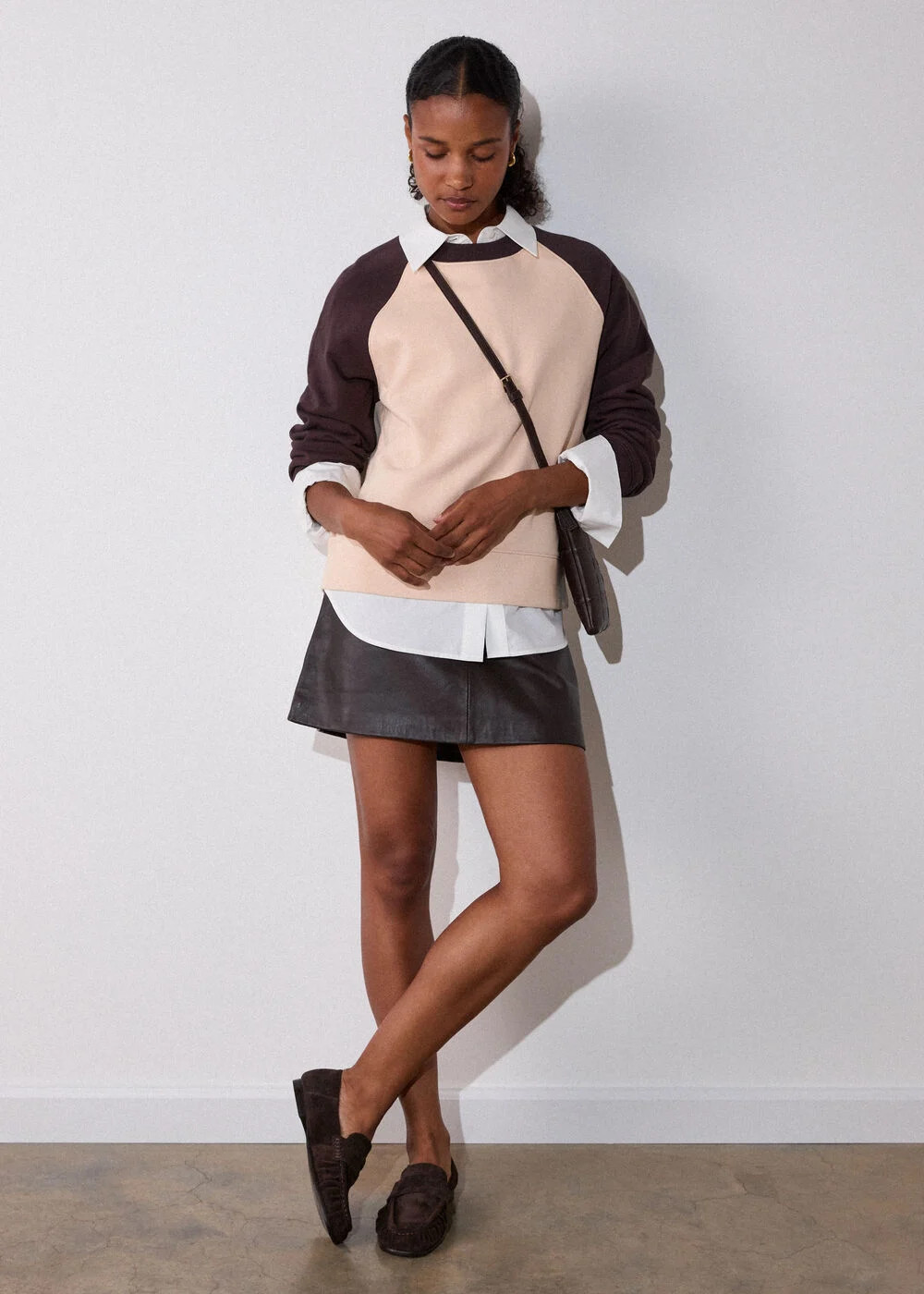 Brown Contrast Sleeve Sweat | Whistles