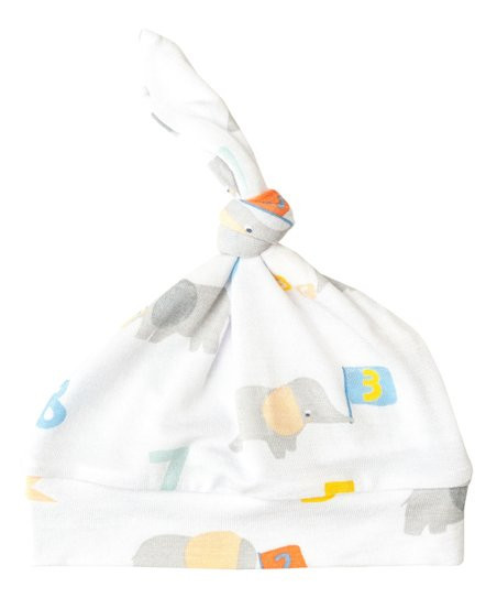 White Elephant With Numbers Single-Knot Beanie - Newborn | Zulily