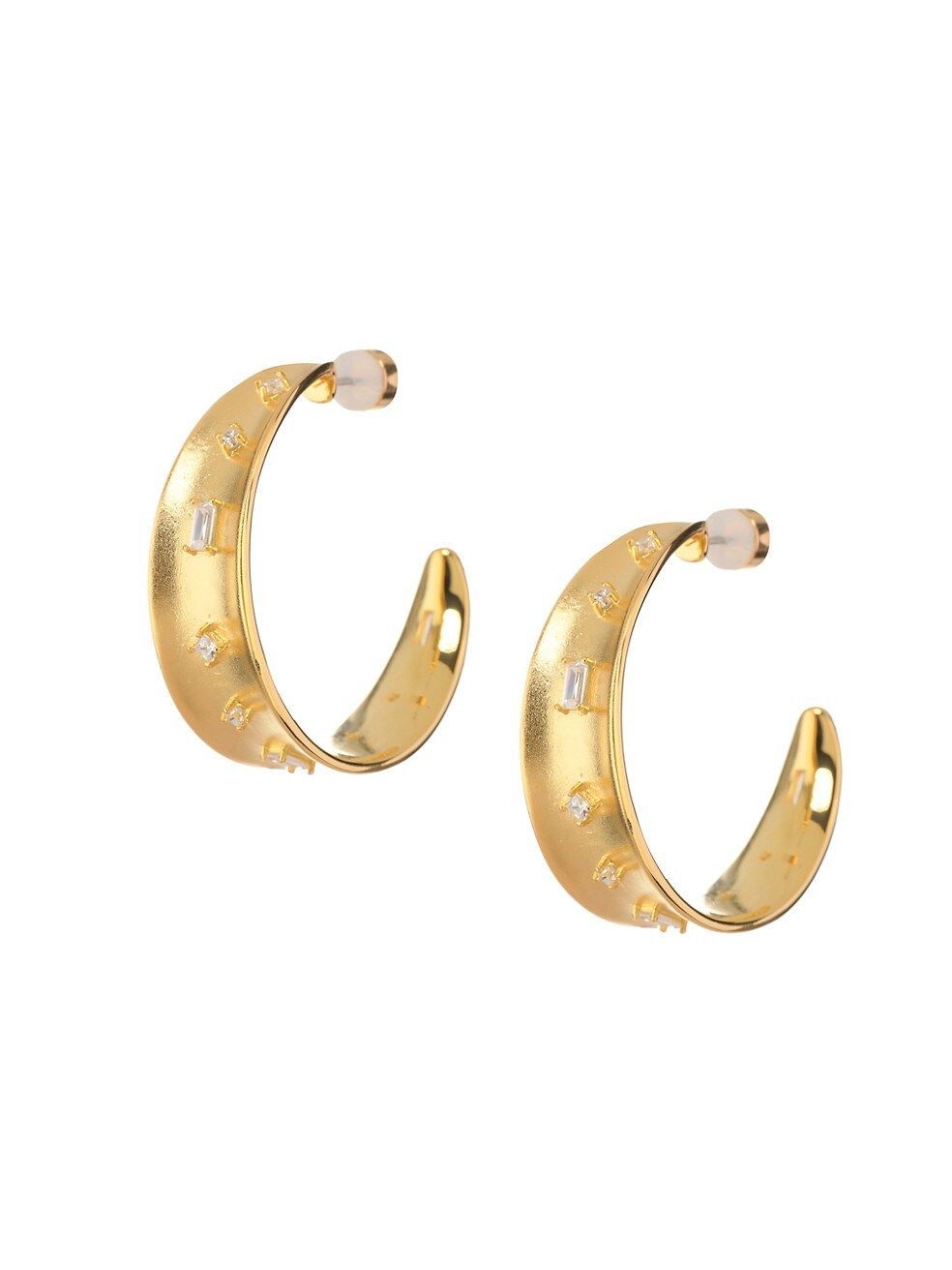Mixte 14K Gold-Plated & Cubic Zirconia Hoop Earrings | Saks Fifth Avenue