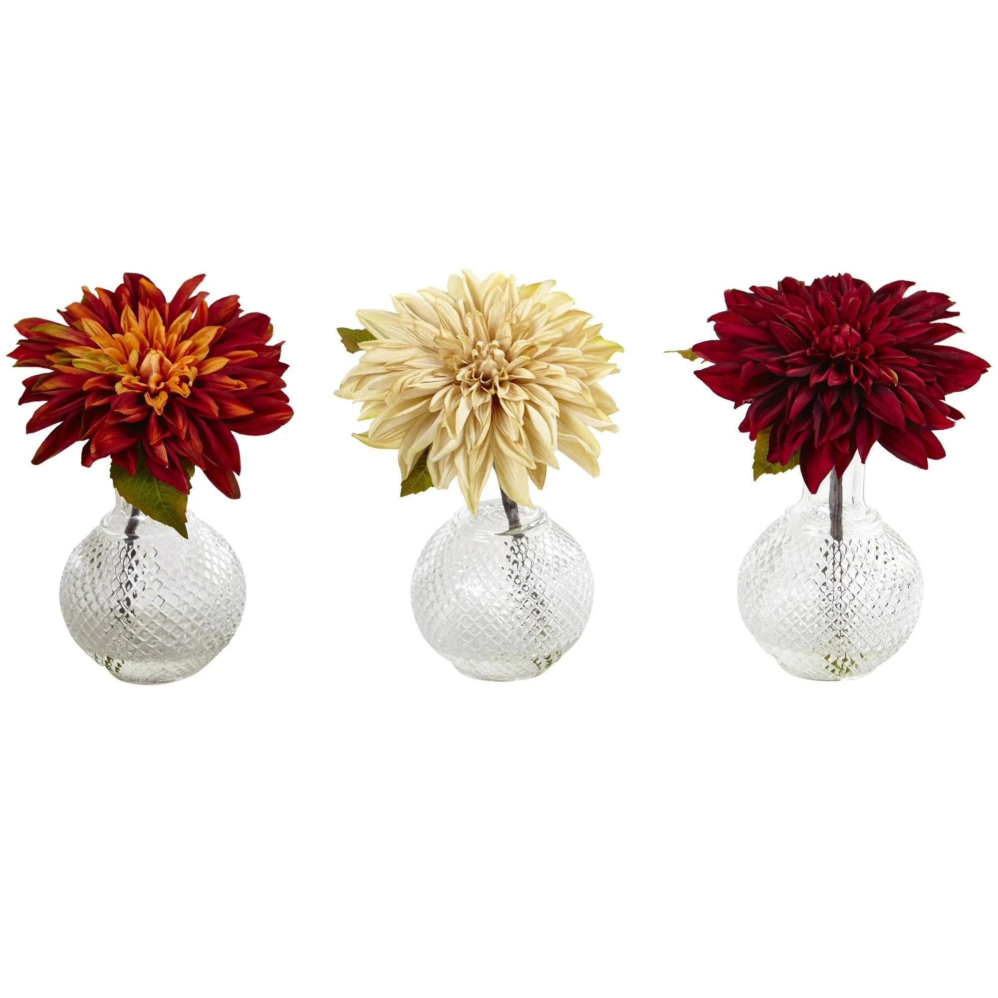 Dahlia w/Decorative Vase (Set of 3) | Nearly Natural | Nearly Natural