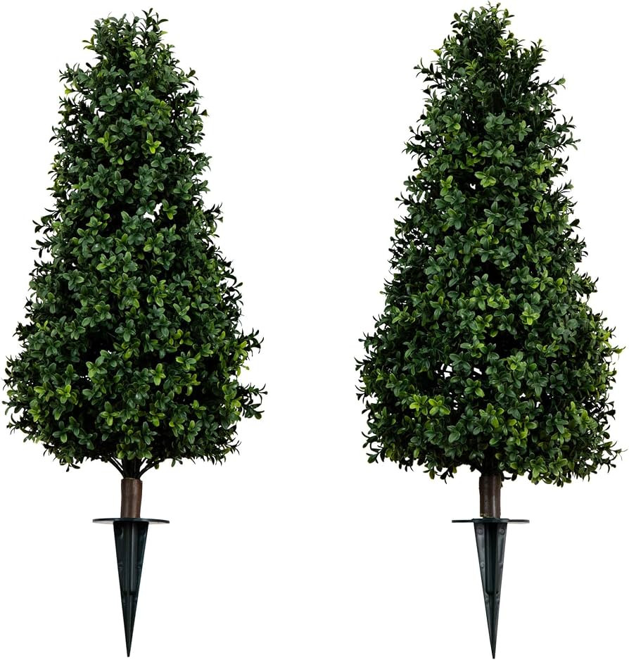 Nearly Natural 3 ft UV-Resistant Artificial Boxwood (Set of 2) with Stake | Amazon (US)