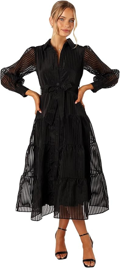 Petal & Pup Women's Neve Long Sleeve Maxi Dress-Black | Amazon (US)