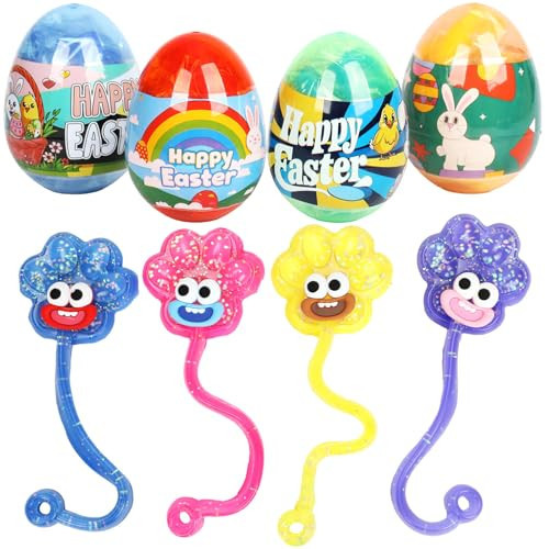 BEIGUO 4 Pack Prefilled Easter Eggs with Large Sticky Hands Toys Inside for Kids Boys Girls Easter Basket Sruffers,Party Favors,Egg Hunts | Amazon (US)