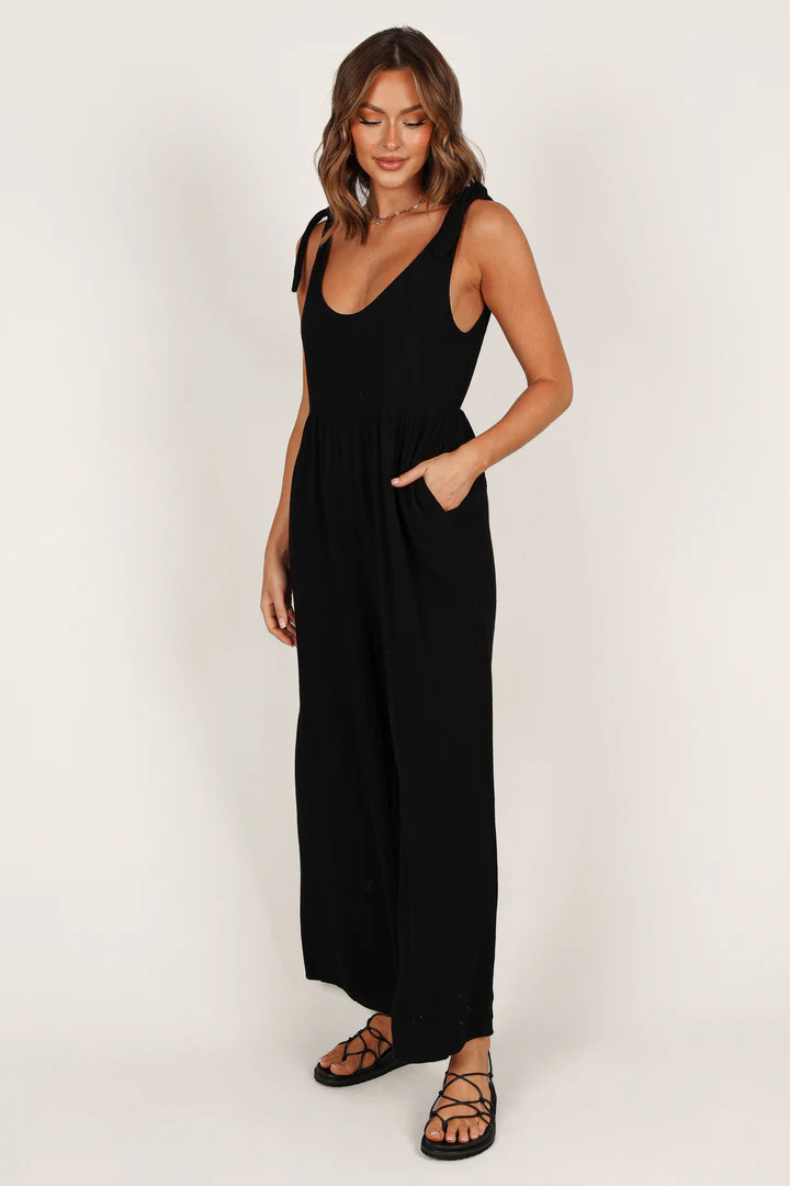 Ayla Linen Jumpsuit - Black | Petal & Pup (US)