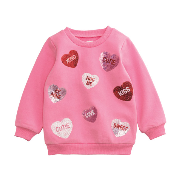 Sequin Hearts Toddler Sweatshirt | Mud Pie