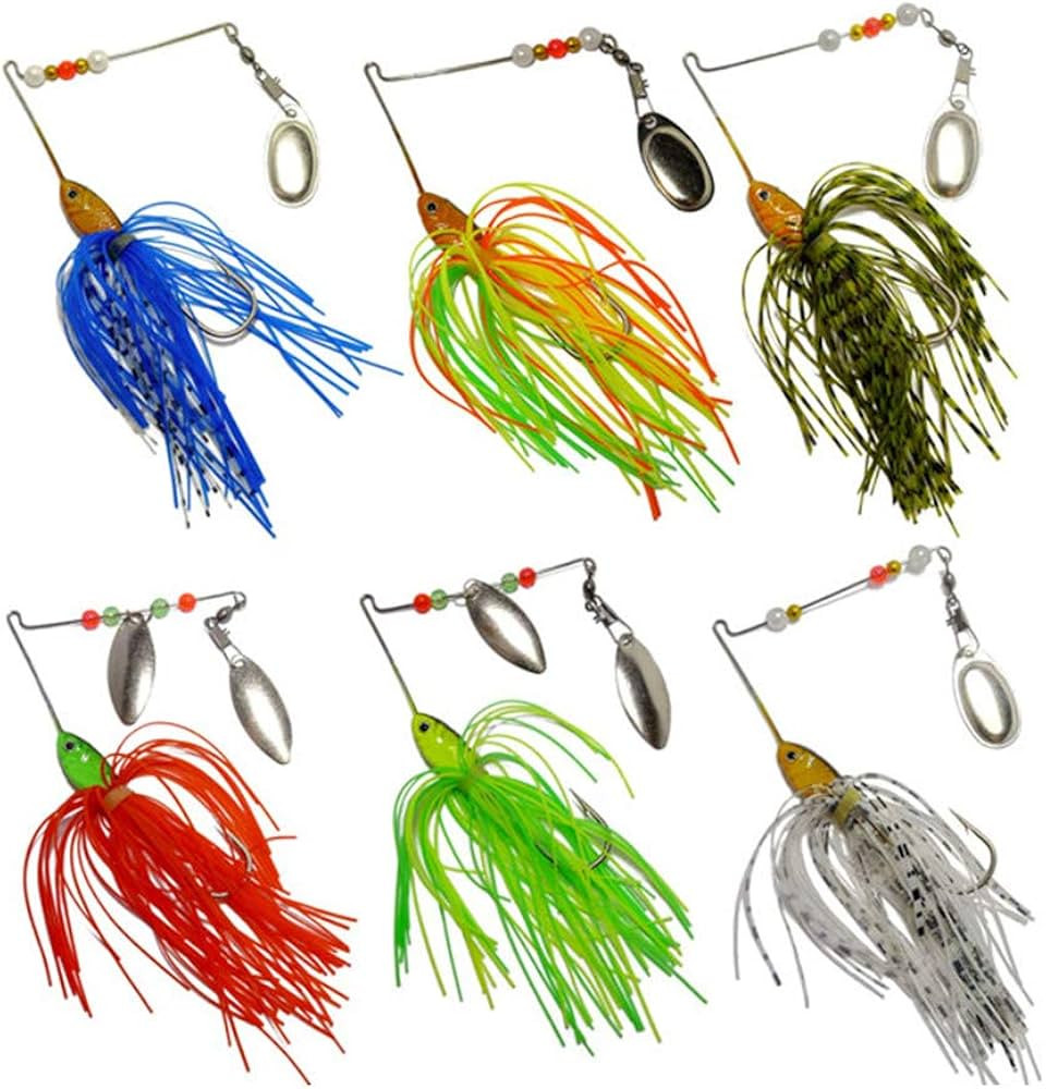 6 Pcs Fishing Lures Spinner Baits for Bass Fishing,Trout Salmon Hard Metal Spinnerbaits | Amazon (US)