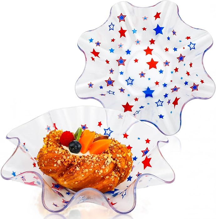 Tioncy 2 Pcs Patriotic Bowls Red White and Blue Serving Bowls 4th of July Plastic Candy Dish 8.3 ... | Amazon (US)