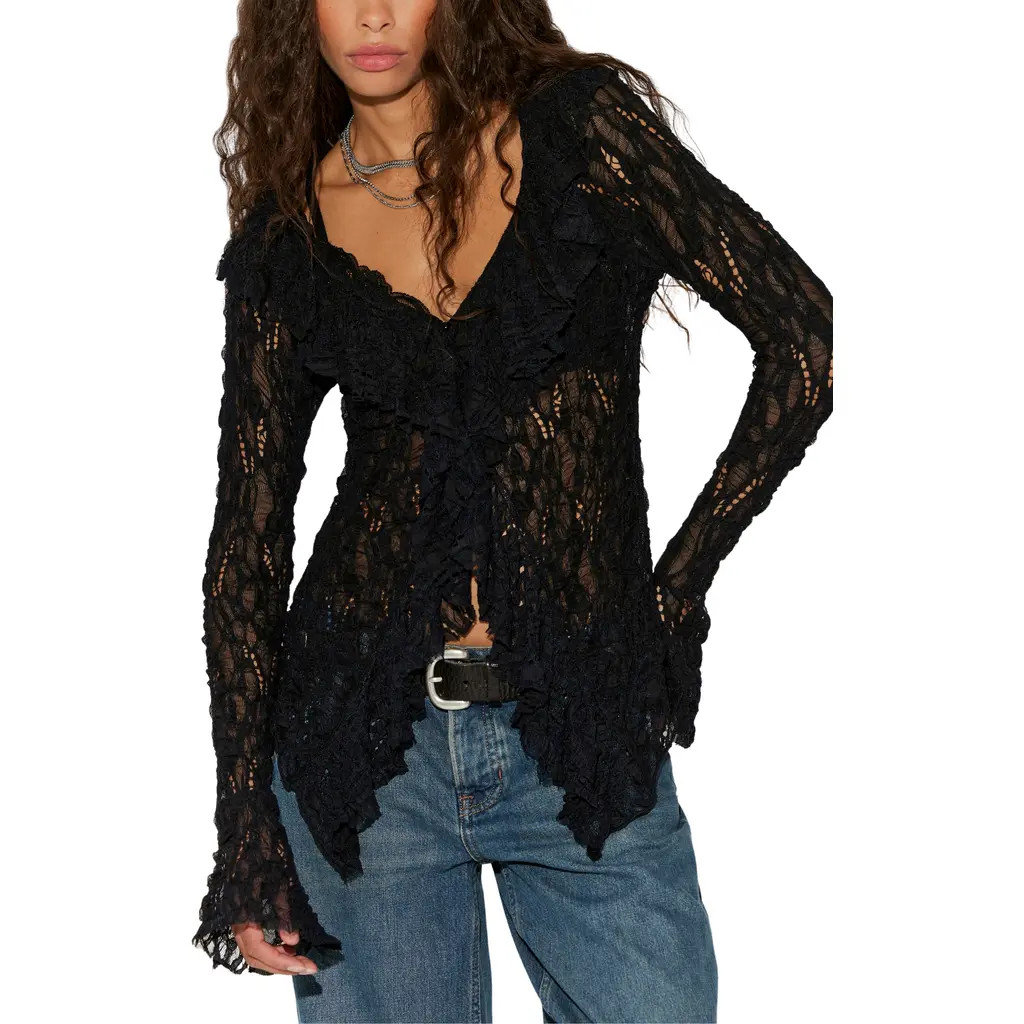 Free People Laney Cardigan in Black at Nordstrom, Size Large | Nordstrom