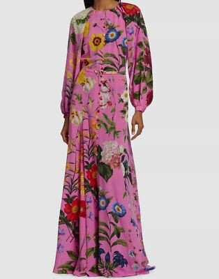 $3290 Oscar De La Renta Women's Pink Botanical Print Button-Up Maxi Dress Size 6  | eBay | eBay US