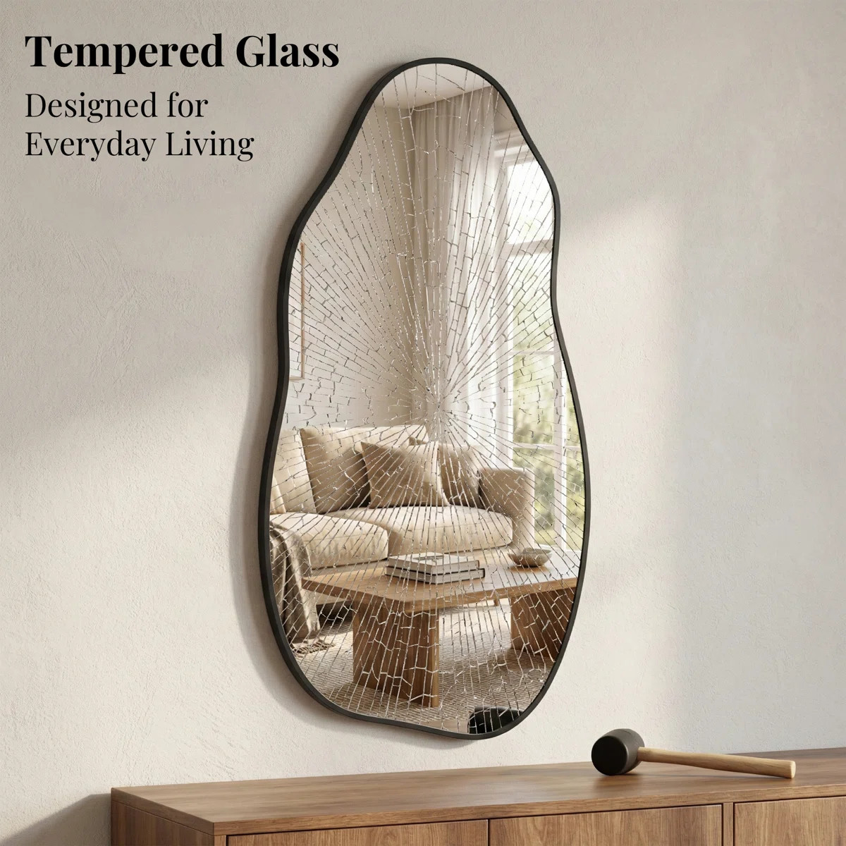 Modern Asymmetrical Metal Framed Wall Mirror Irregular Wavy Mirror for Bathroom Vanity | Wayfair North America