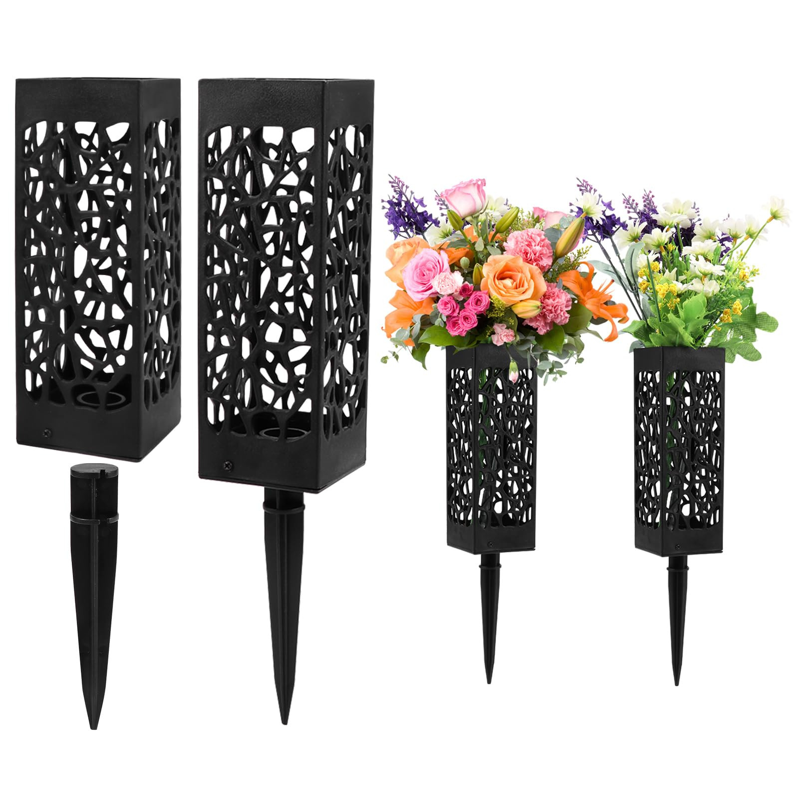 4 Pack 12 Inch Cemetery Vases with Stake – Graveside Use, Memorial Day & Headstone Decor – Ho... | Amazon (US)