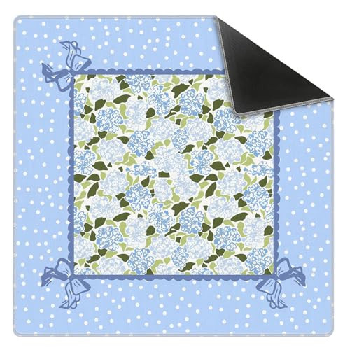 KRHFG Coquette Blue Hydrangea Mahjong Mat 31.5" x 31.5",Blue and Green Floral Non-Slip Noise Reduction Mahjong Table Cover Accessories and Supplies for Dominoes Poker Card Board and Tile Games Gifts | Amazon (US)