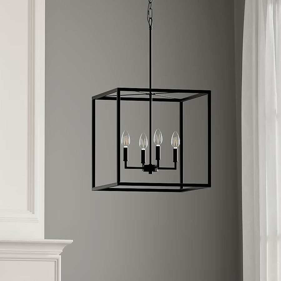 allen + roth Gordon 4 -Light Matte Black Transitional Square Medium Hanging Pendant light | Lowe's