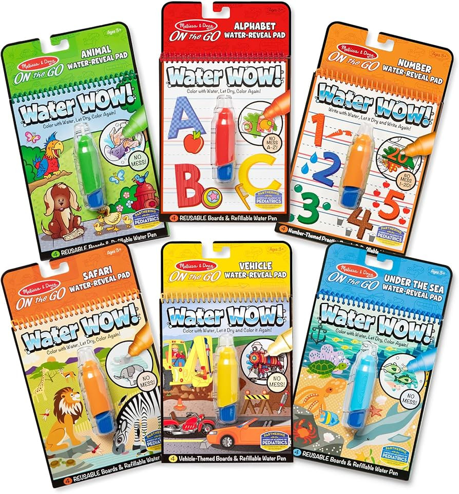 Amazon.com: Melissa & Doug Water Wow - Water Reveal Pad Bundle - Animals, Alphabet, Numbers and M... | Amazon (US)