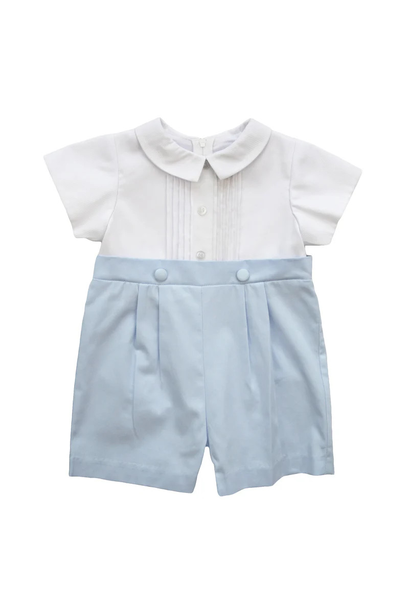 Light Blue Finewale Pique One Piece Shortall | Florence Eiseman