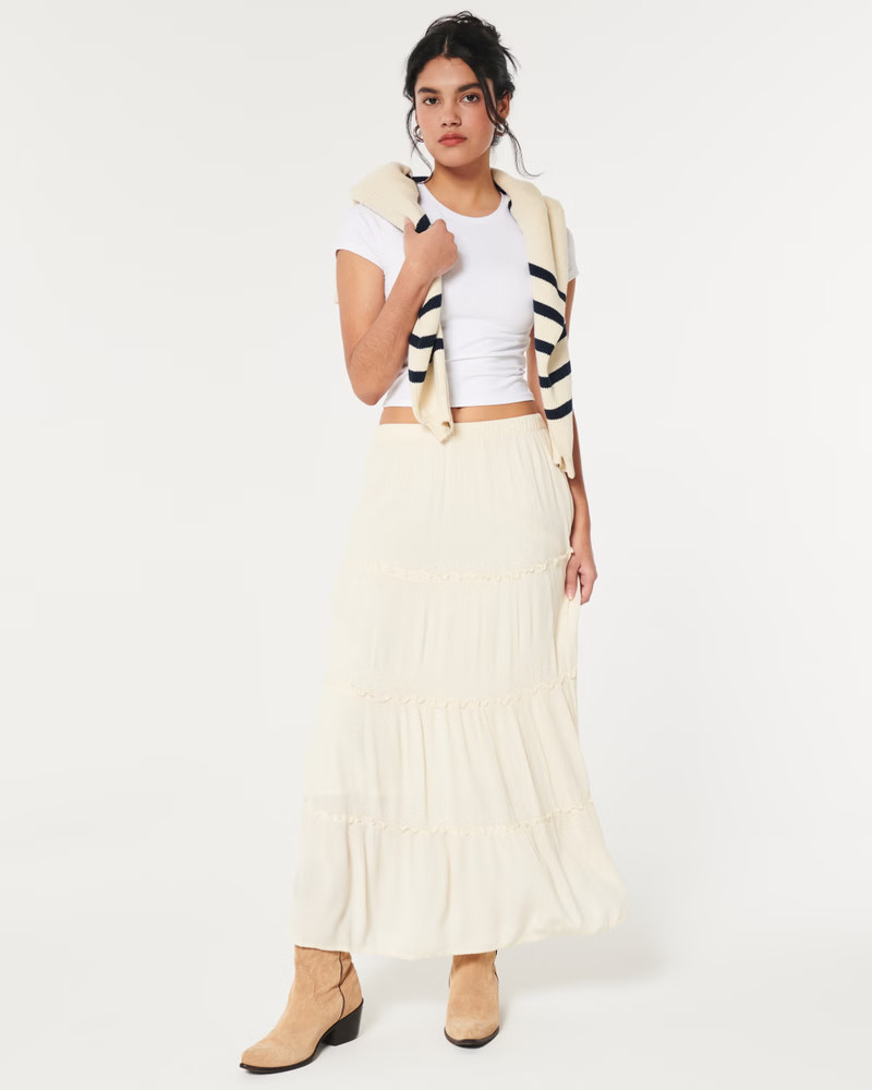 Women's Adjustable Rise Crinkle Maxi Skirt | Women's Clearance | HollisterCo.com | Hollister (US)