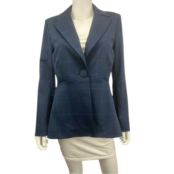 Cabi Navy Blue Windowpane Check Blazer Size 6 E0671 | Poshmark