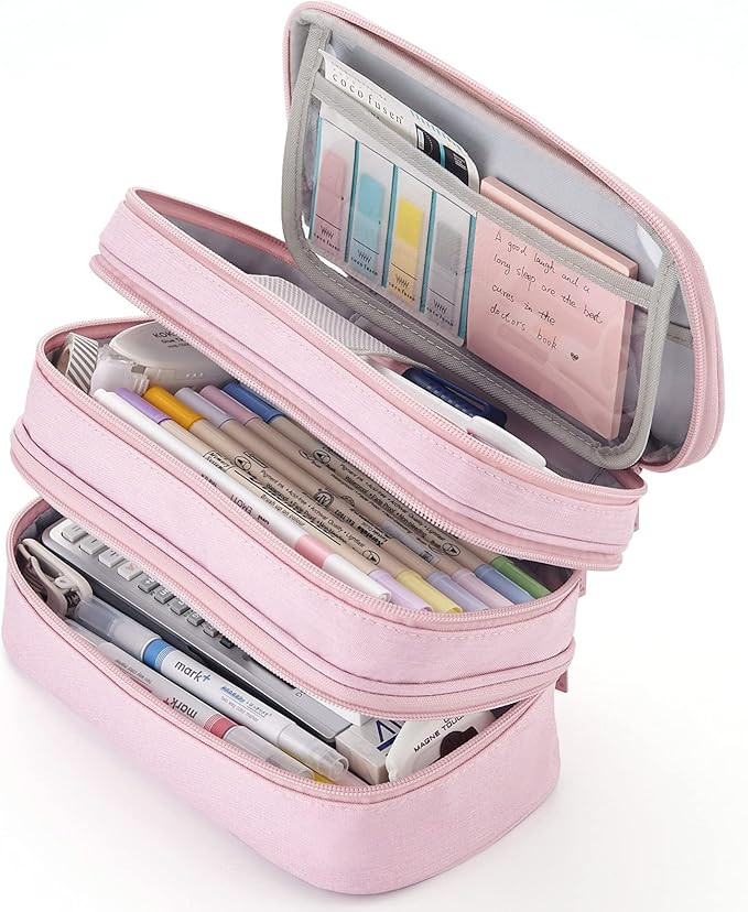 HVOMO Large Capacity Pencil Case 3 Layers Big Handle Pencil Pouch Pencil Bag Pencil Holder Organi... | Amazon (US)