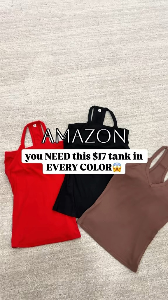 This Amazon tank with the built-in shelf bra is a MUST 🙌

It has support with NO bulky padding, and the fit is so smooth and flattering. Perfect for layering under blazers and cardigans or wearing on its own with denim.

Comfy enough for everyday, polished enough to style up — one of those basics you’ll want in every color 🤍

#LTKfitness #LTKActive #LTKSeasonal