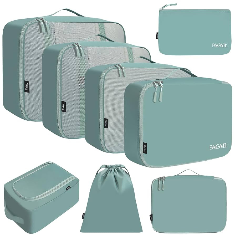 BAGAIL 8 Set Packing Cubes Luggage Packing Organizers for Travel Accessories (Dusty Teal) | Amazon (US)