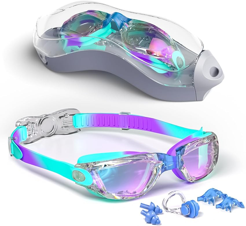 Kids Swim Goggles, Swimming Goggles for Kids with Nose Clip, Earplugs, Nose Bridge for Age 3-15 | Amazon (US)