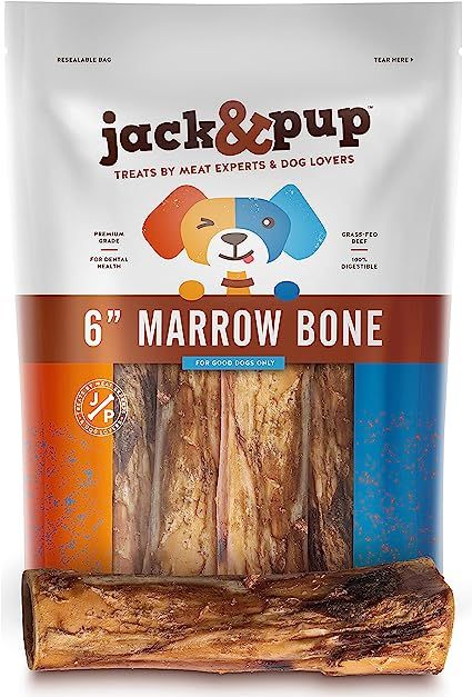 Jack&Pup Dog Bones for Aggressive Chewers (6 Pack) Premium Grade Roasted Marrow Bones for Dogs ... | Amazon (US)