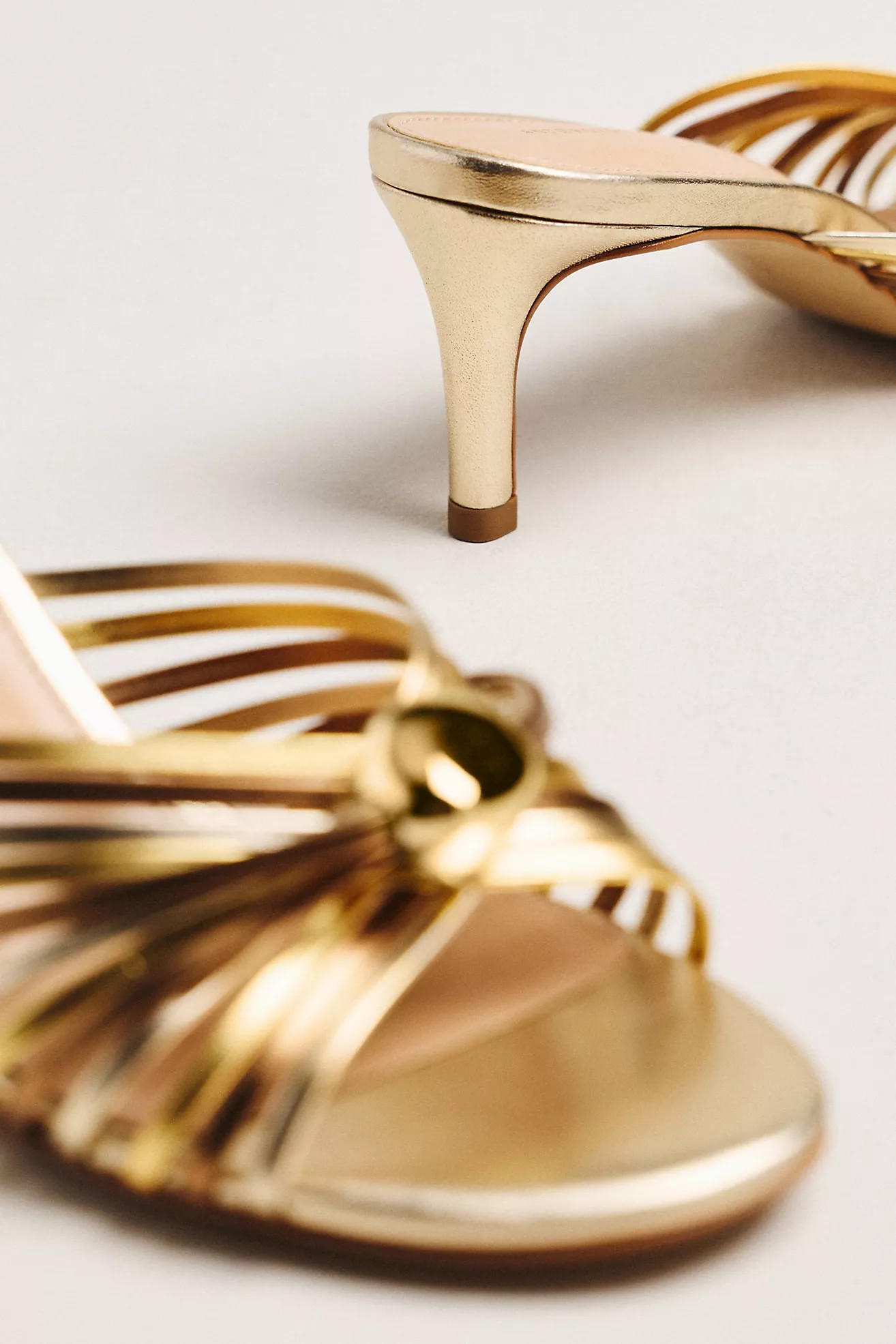 By Anthropologie Strappy Metallic Kitten Heel Sandals | Anthropologie (US)