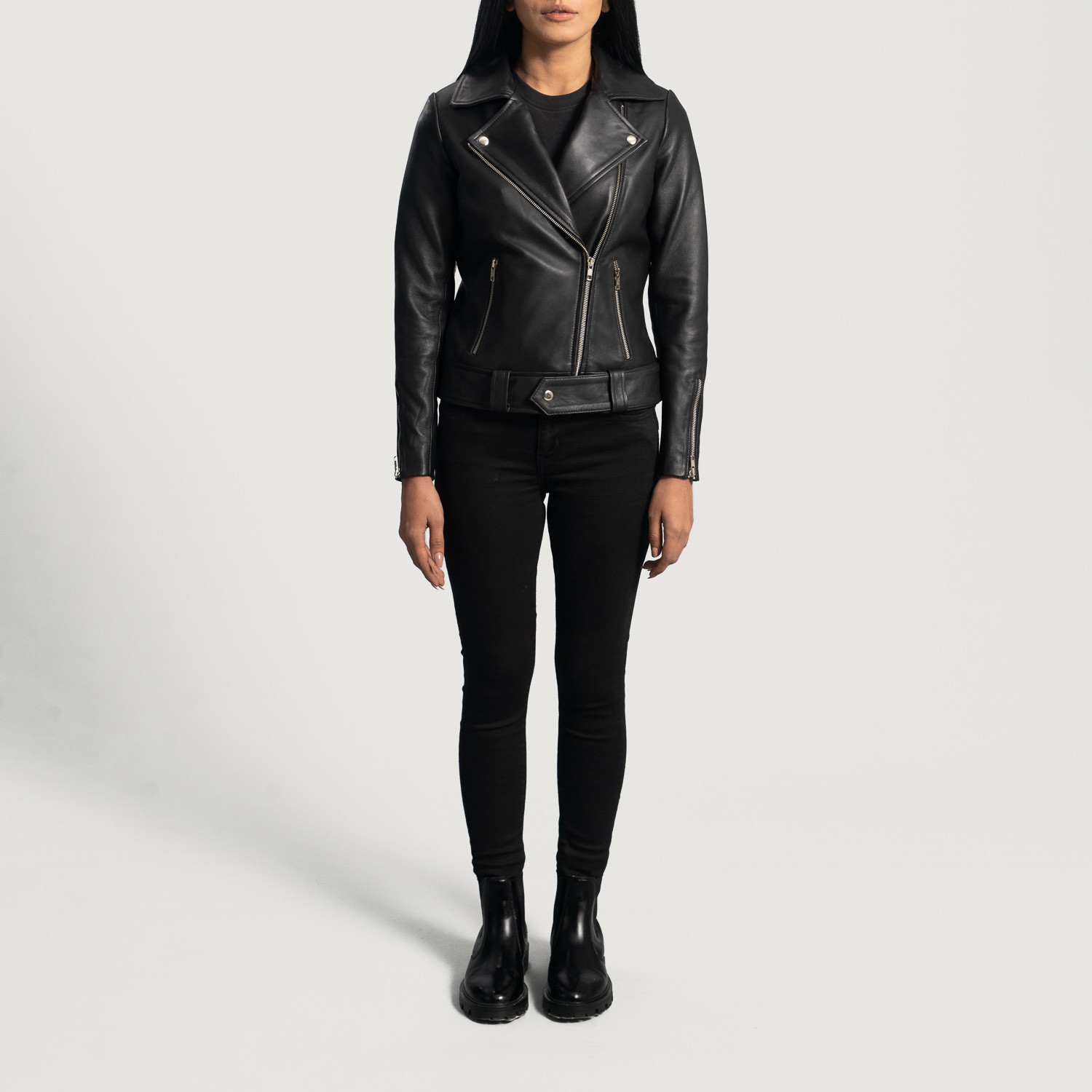 Rumy Black Leather Biker Jacket | The Jacket Maker