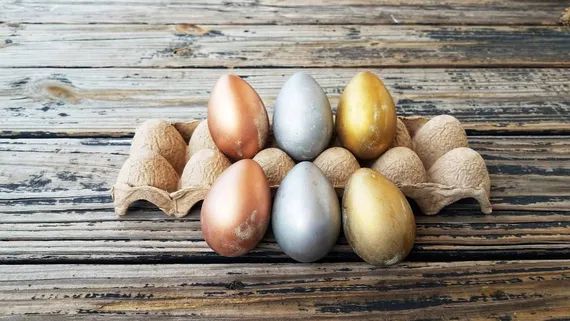 Decorative Easter Eggs, Easter Eggs, Metallic Eggs, Metal Leaf Eggs, Gilded Eggs, Distressed Eggs | Etsy (US)