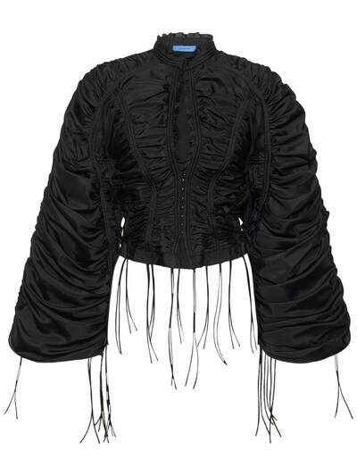 Mugler - Gathered corset cropped blouse - Black | Luisaviaroma | Luisaviaroma