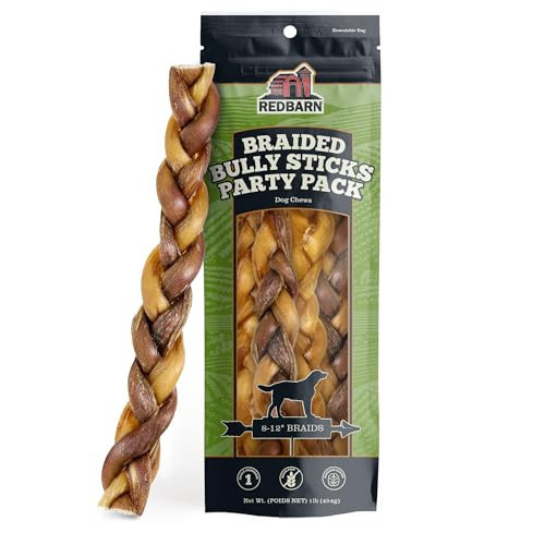 Redbarn Pet Products All Natural 8-12" Braided Bully Sticks for Medium & Large Dogs - Healthy Long Lasting Beef Chews Variety Party Pack - Single Ingredient Low Odor Rawhide Free - 1 lb Bag | Amazon (US)