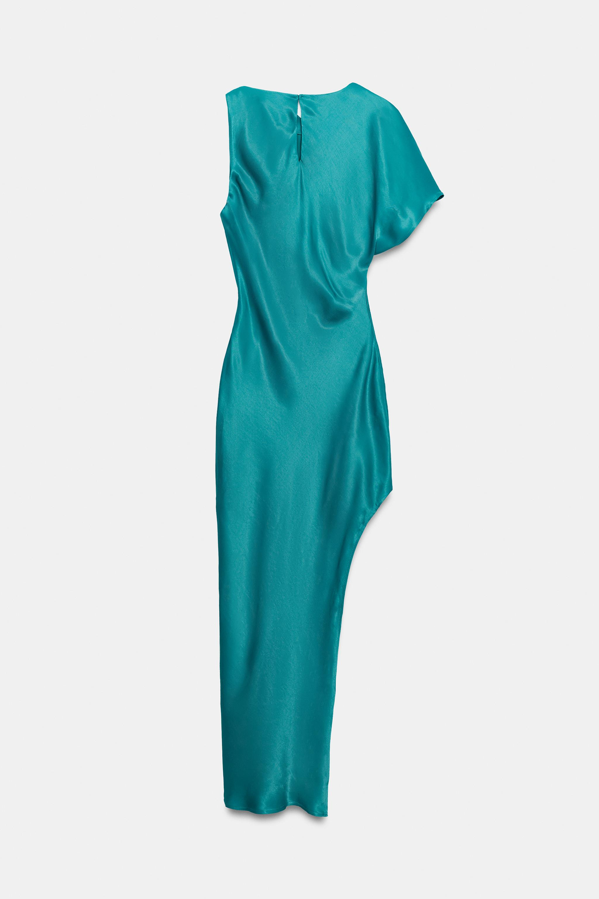 ASYMMETRIC SATIN EFFECT MIDI DRESS | Zara US