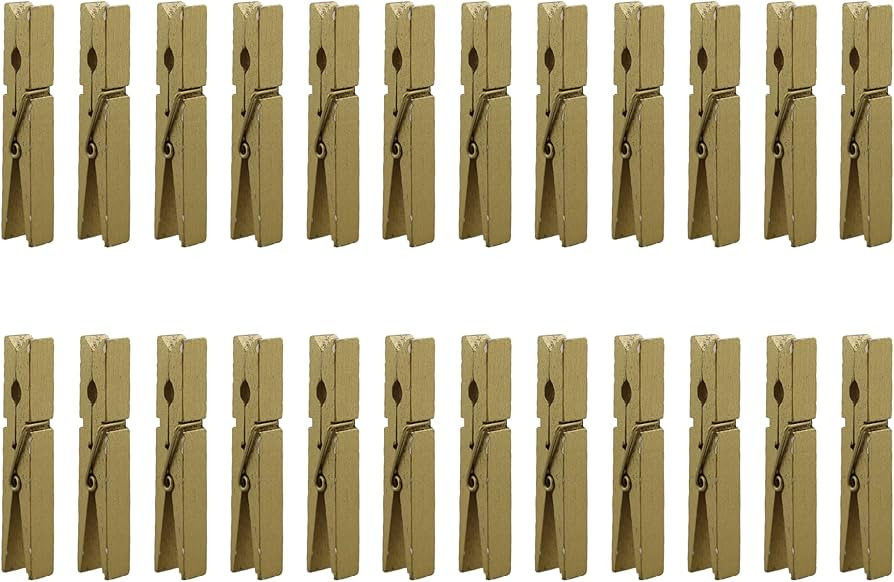 24 Pack 2.83" 7.2x1cm Large Wooden Clothes Pins Gold Clothespins Heavy Duty Clothes Pin for Photo... | Amazon (US)
