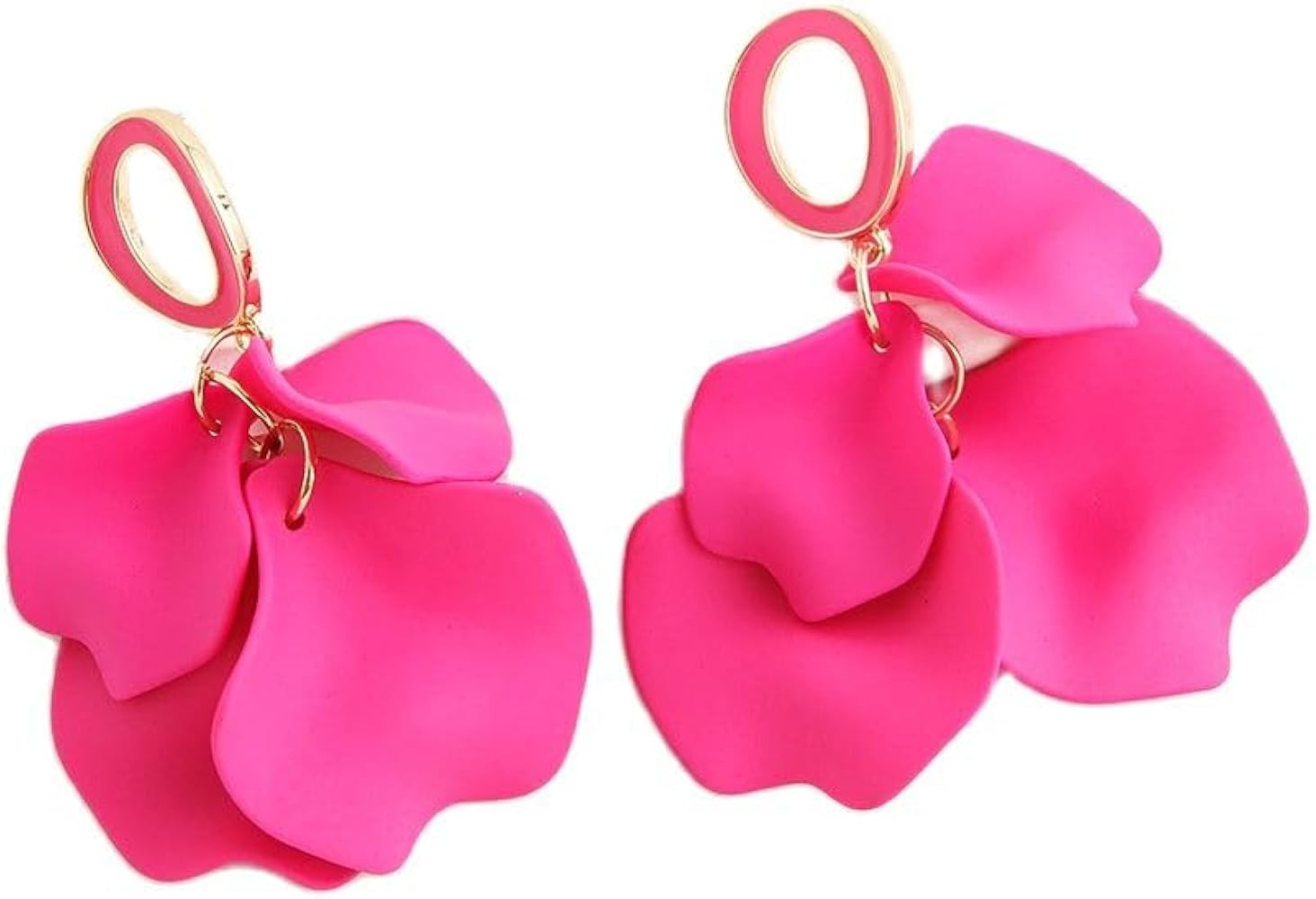 Vintage Long Acrylic Romantic Leaves Rose Petal Dangle Earrings Exaggerated Flower Drop Statement... | Amazon (US)
